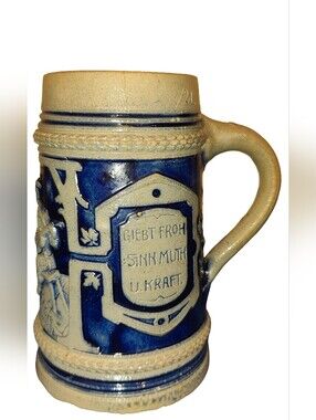 Vintage German ½ liter stoneware beer stein in good condition.